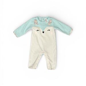 Carter's 6M Baby Girl Fox Mint Green Velour Sleep & Play Onesie